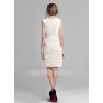 Cotton Blends With Lace/Stitching Above Knee Dress