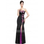 Satin/Silk Blend With Appliques Maxi Dress