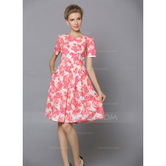 Polyester/Poplin With Print Above Knee Dress