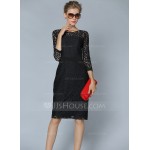 Polyester/Lace With Lace Knee Length Dress