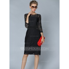 Polyester/Lace With Lace Knee Length Dress