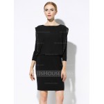 Polyester/Cotton/Jacquard/Chiffon With Stitching Above Knee Dress