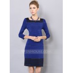 Polyester/Cotton/Jacquard With Stitching Above Knee Dress