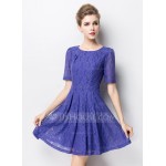 ChiffPolyester/Cotton/Lace With Stitching Above Knee Dress