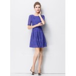 ChiffPolyester/Cotton/Lace With Stitching Above Knee Dress