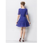 ChiffPolyester/Cotton/Lace With Stitching Above Knee Dress