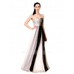 Satin/Tulle/Silk Blend With Sequins/Color-block Maxi Dress