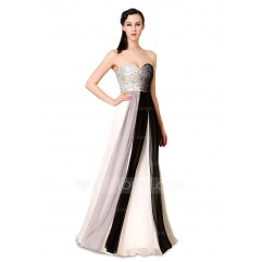 Satin/Tulle/Silk Blend With Sequins/Color-block Maxi Dress